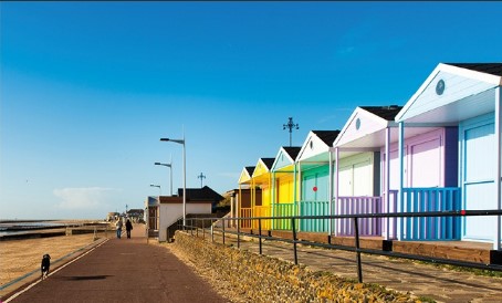 Beach huts and sand