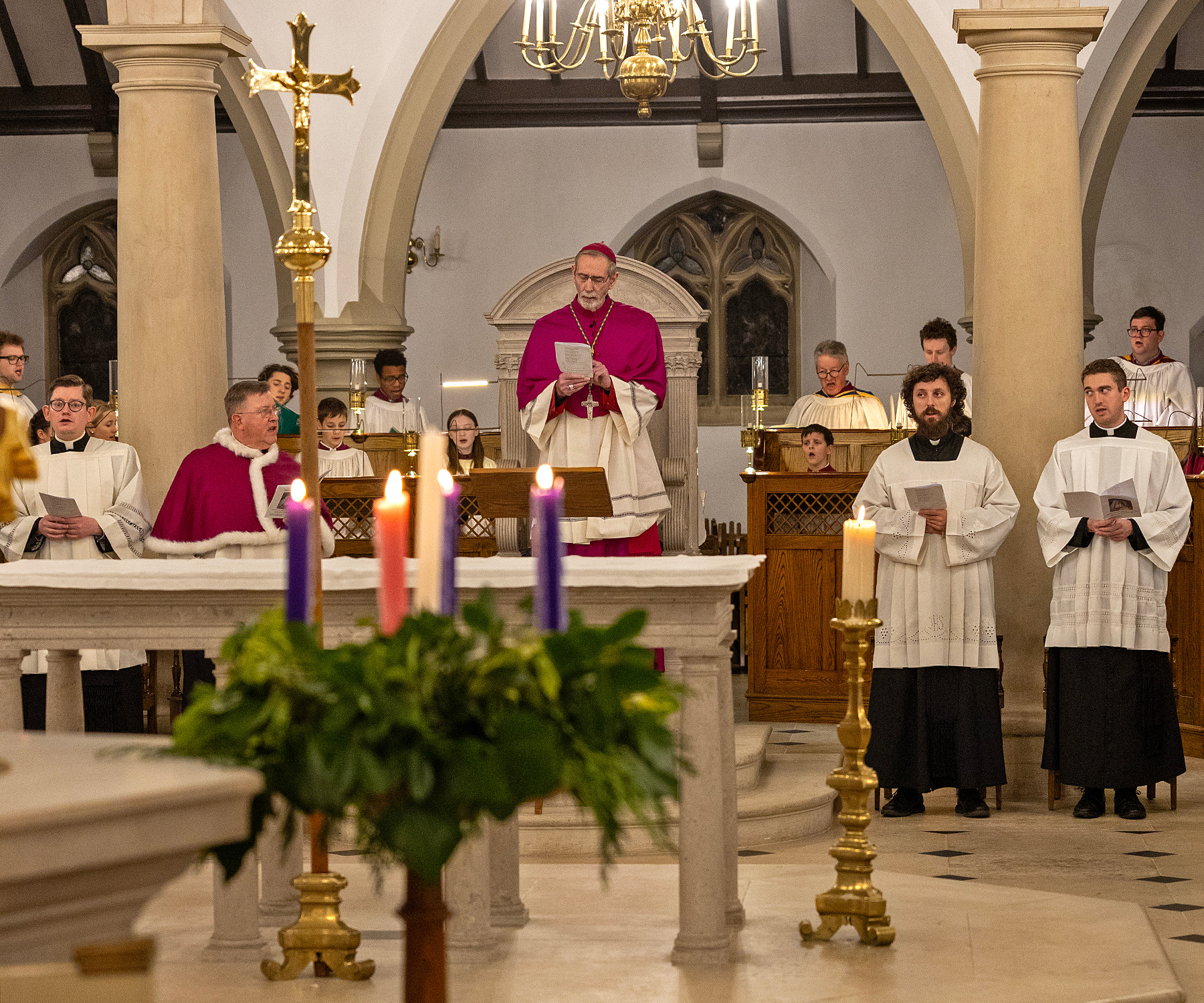 Bishop in Cathedral service with advent candles